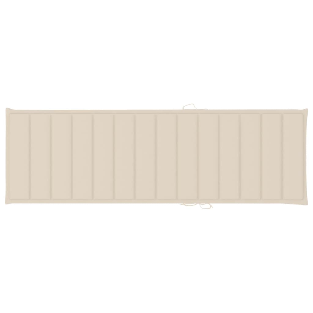 Garden Sun Lounger with Cushion Solid Acacia Wood