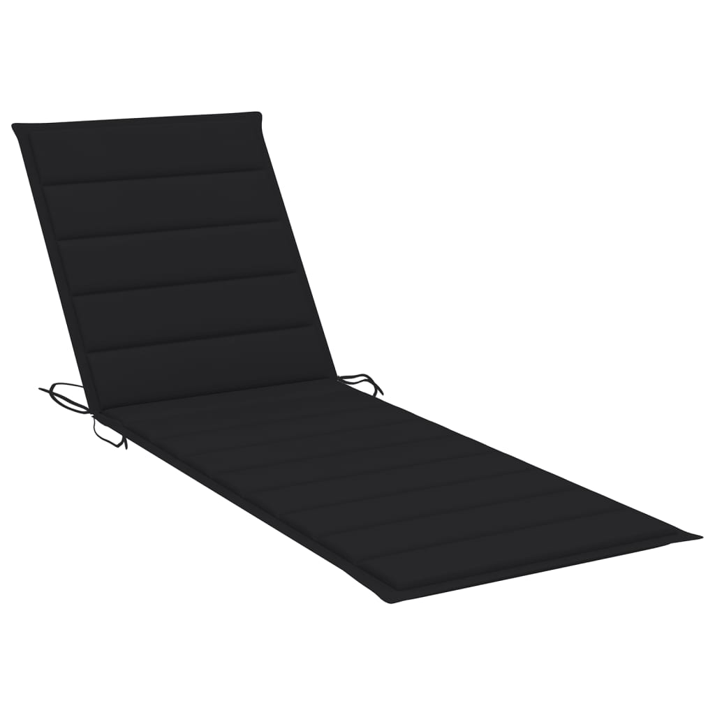 Garden Sun Lounger with Cushion Grey Solid Acacia Wood