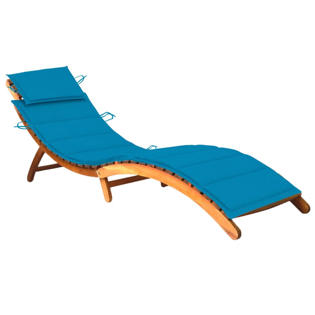 Garden Sun Lounger with Cushion Solid Wood Acacia