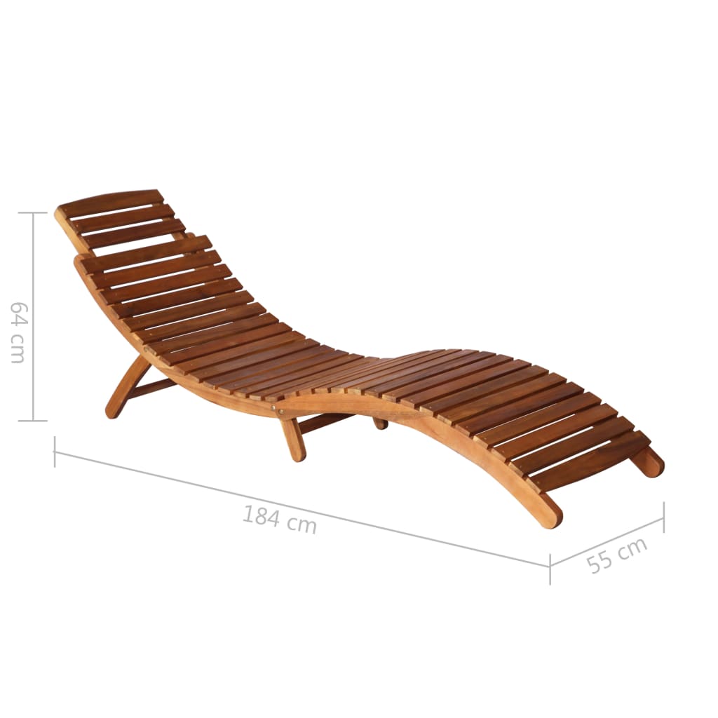 Garden Sun Lounger with Table and Cushion Solid Wood Acacia