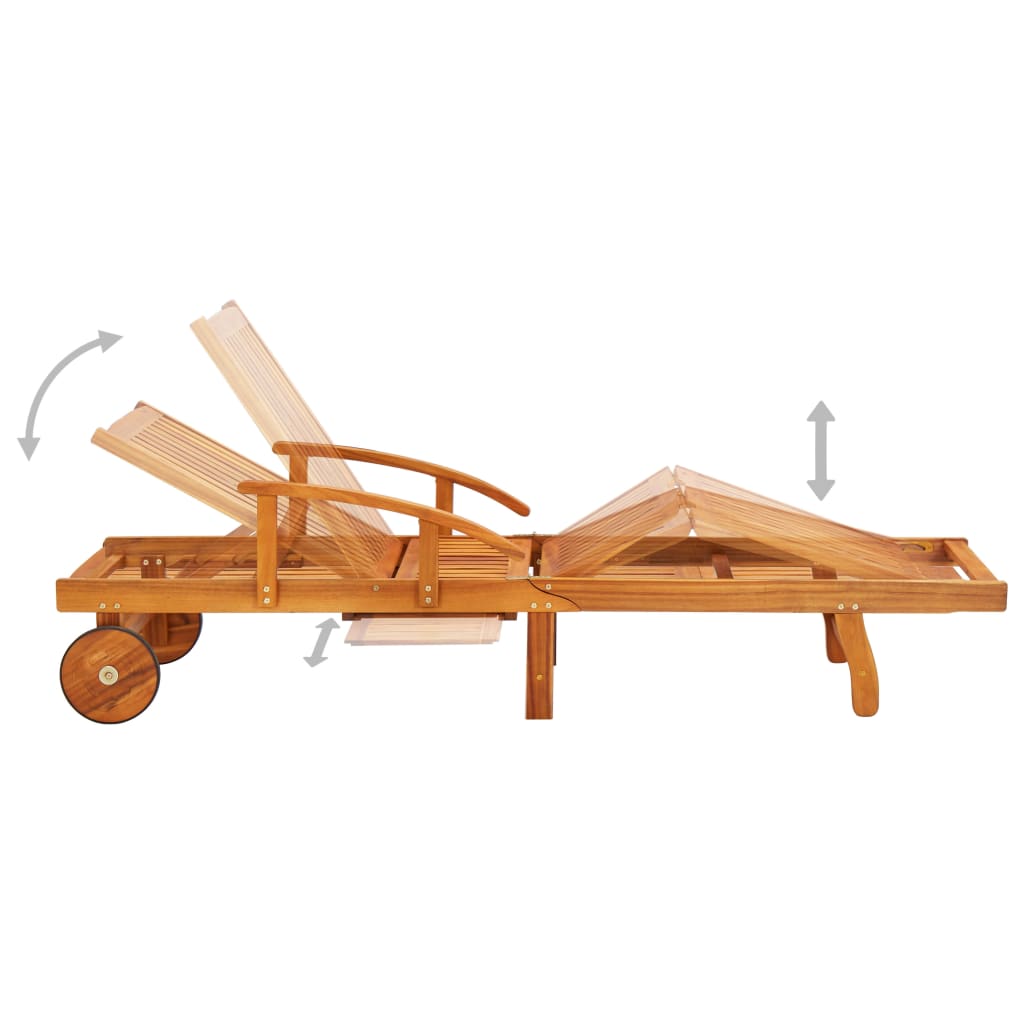 Garden Sun Lounger with Cushion Solid Wood Acacia