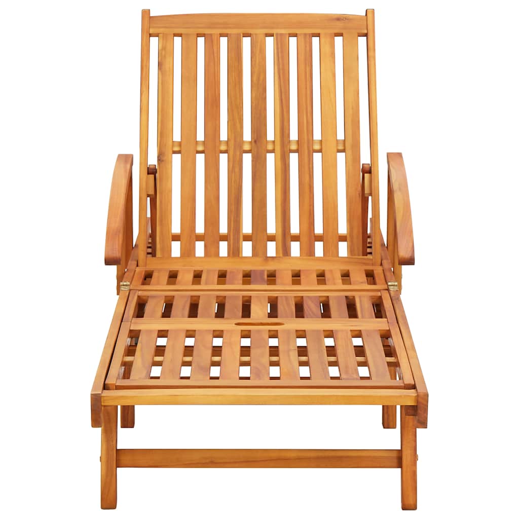 Garden Sun Lounger with Cushion Solid Wood Acacia