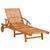 Garden Sun Lounger with Cushion Solid Acacia Wood