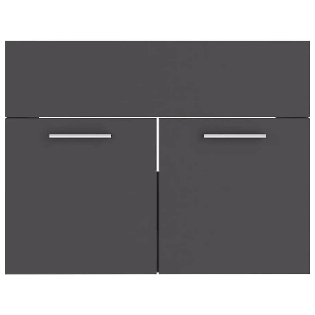 2 Piece Bathroom Furniture Set Grey Engineered Wood