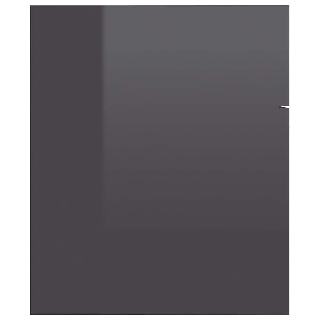 2 Piece Bathroom Furniture Set High Gloss Grey Engineered Wood