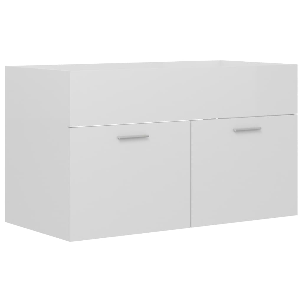 2 Piece Bathroom Furniture Set High Gloss White Engineered Wood