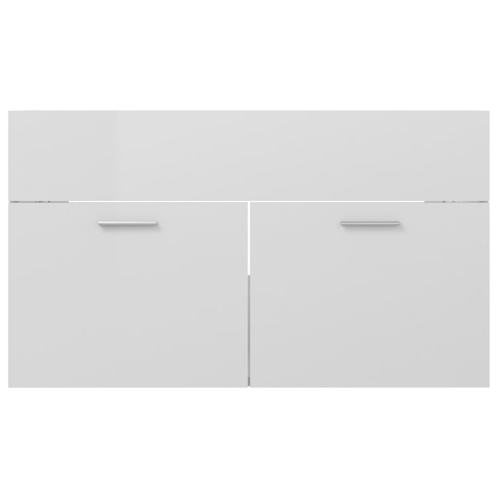 2 Piece Bathroom Furniture Set High Gloss White Engineered Wood