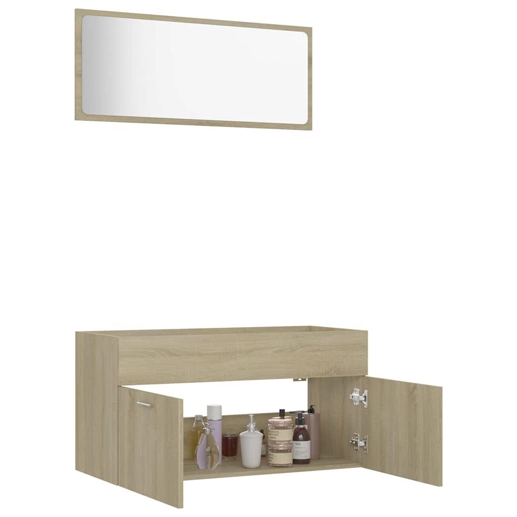 2 Piece Bathroom Furniture Set Sonoma Oak Engineered Wood