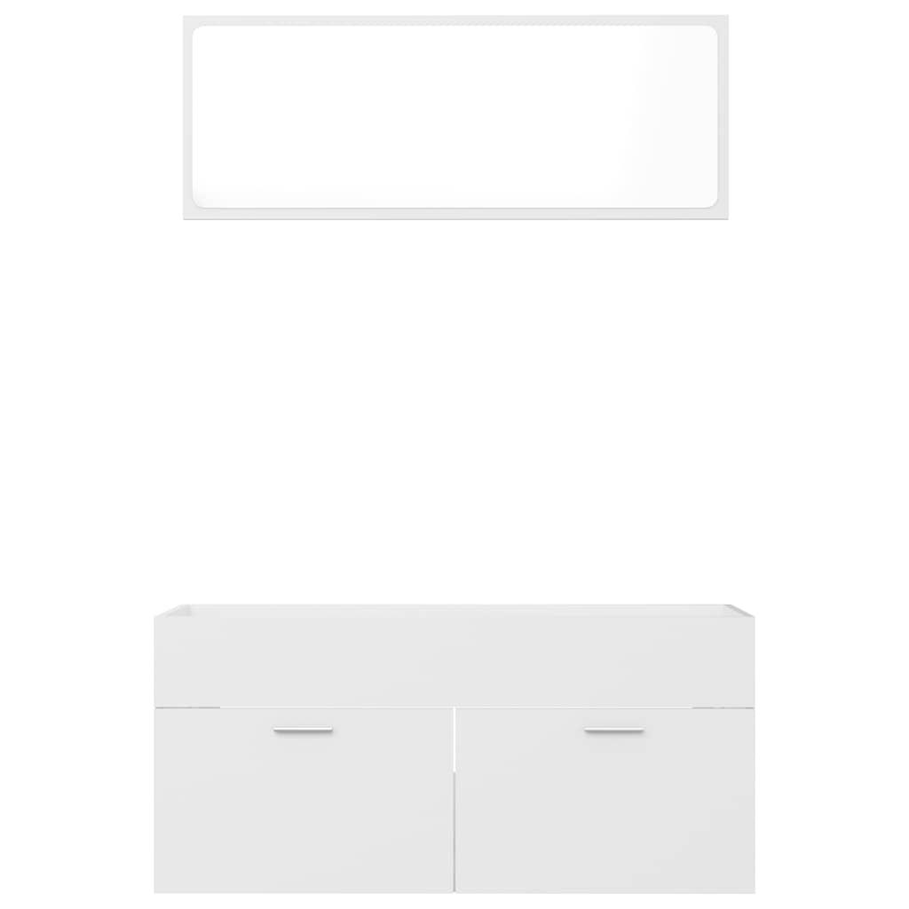 2 Piece Bathroom Furniture Set White Engineered Wood