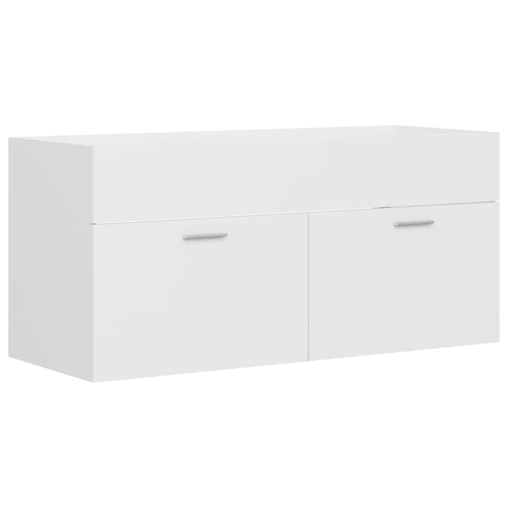 2 Piece Bathroom Furniture Set White Engineered Wood