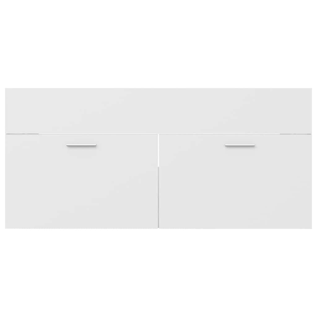 2 Piece Bathroom Furniture Set White Engineered Wood