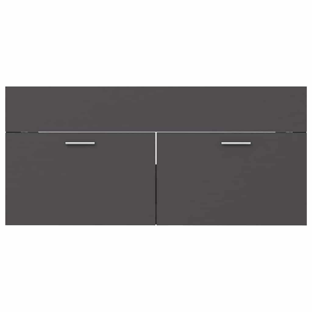 2 Piece Bathroom Furniture Set Grey Engineered Wood