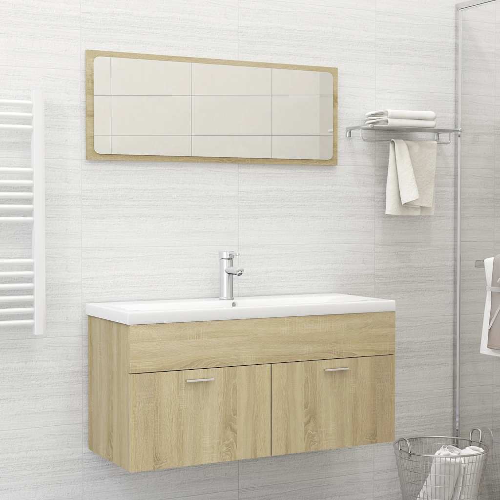 2 Piece Bathroom Furniture Set Sonoma Oak Engineered Wood