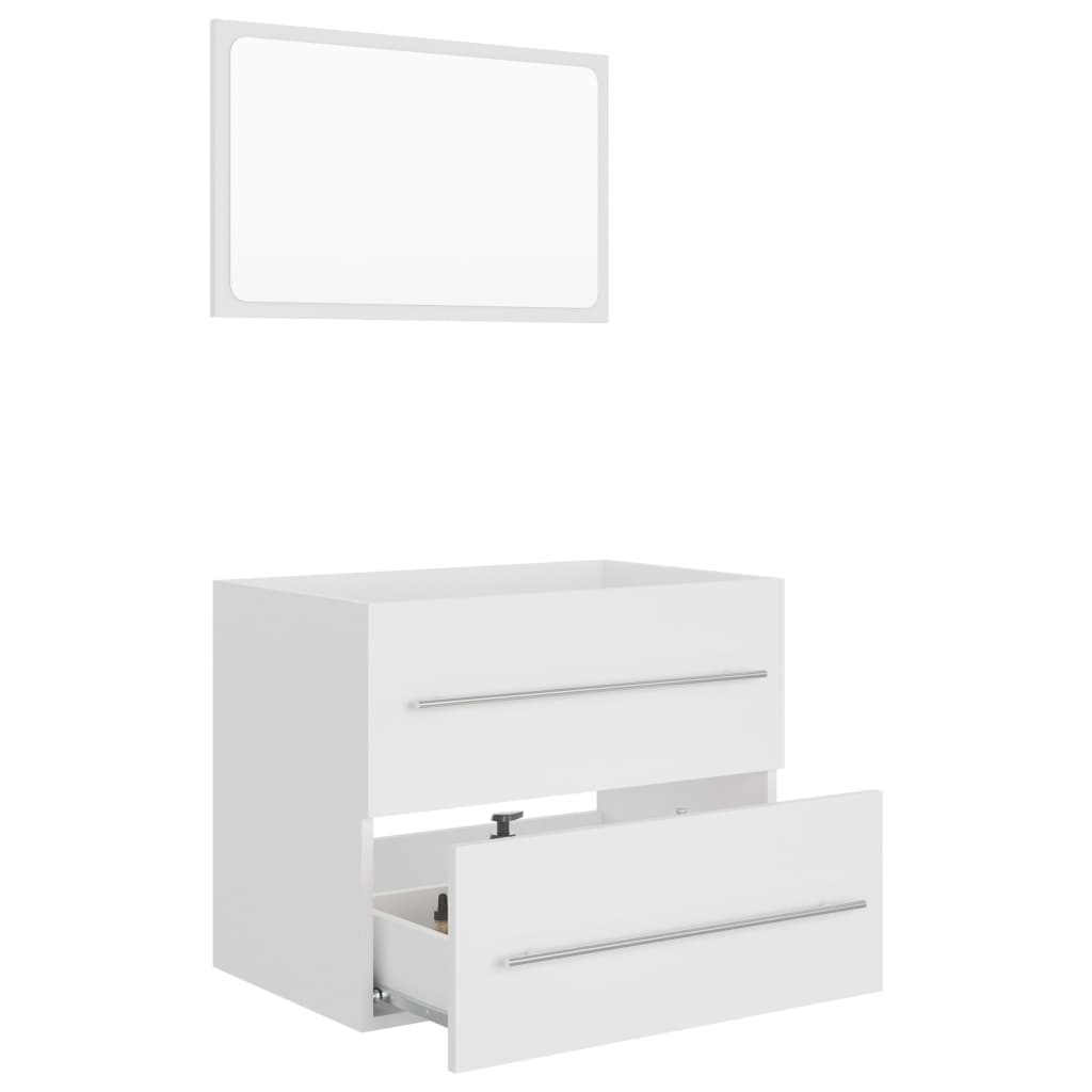 2 Piece Bathroom Furniture Set White Engineered Wood