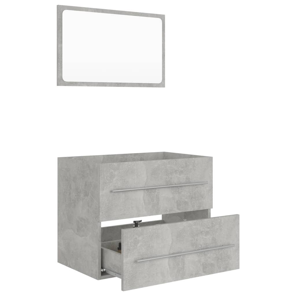 2 Piece Bathroom Furniture Set Concrete Grey Engineered Wood