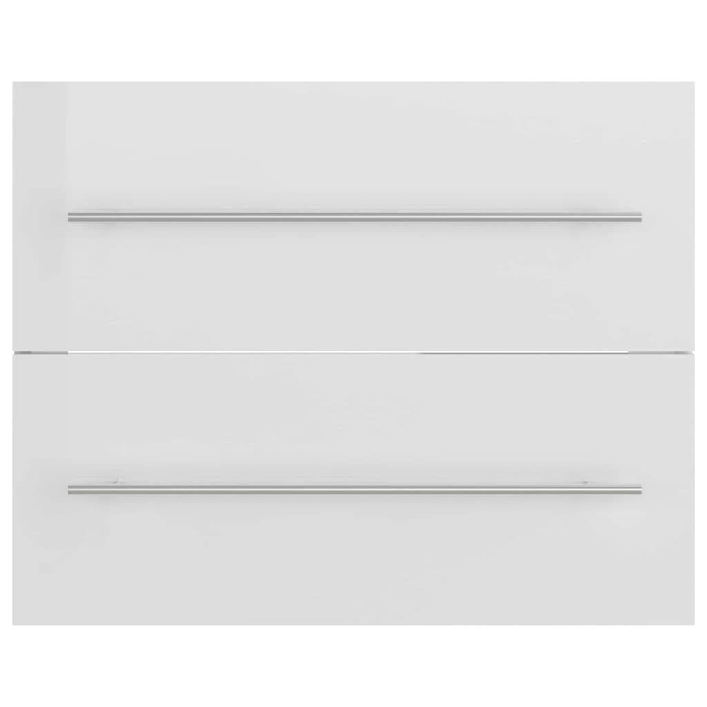 2 Piece Bathroom Furniture Set High Gloss White Engineered Wood
