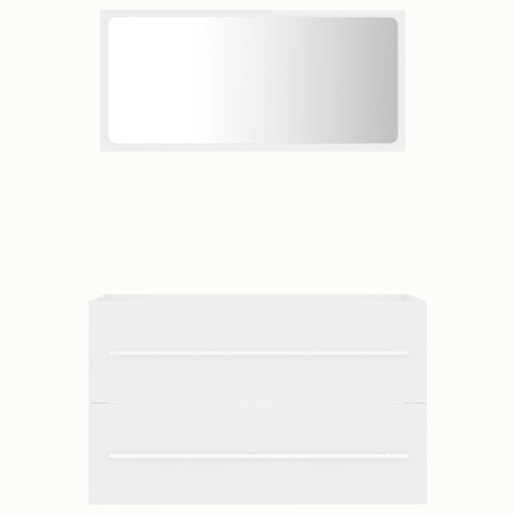 2 Piece Bathroom Furniture Set White Engineered Wood