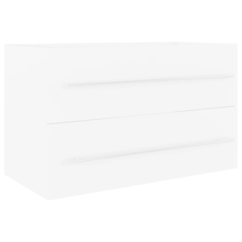 2 Piece Bathroom Furniture Set White Engineered Wood