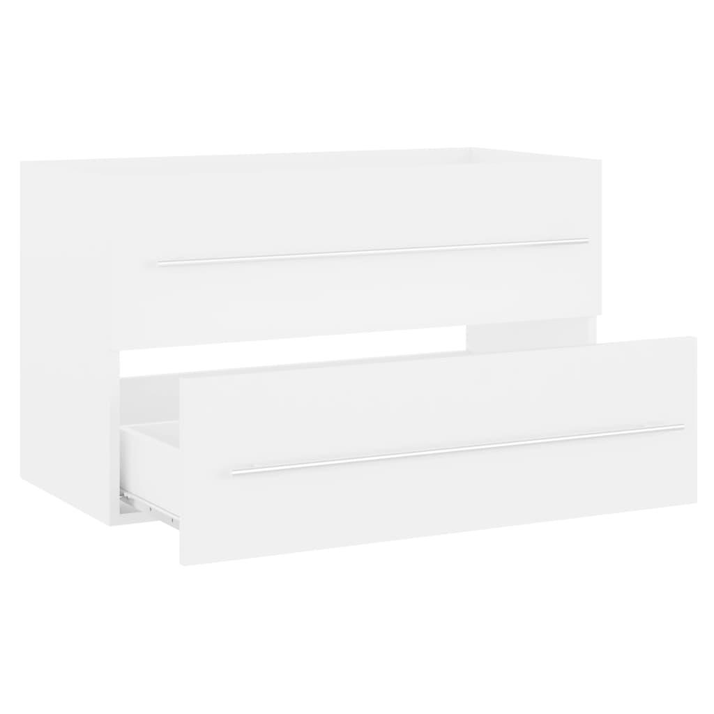 2 Piece Bathroom Furniture Set White Engineered Wood