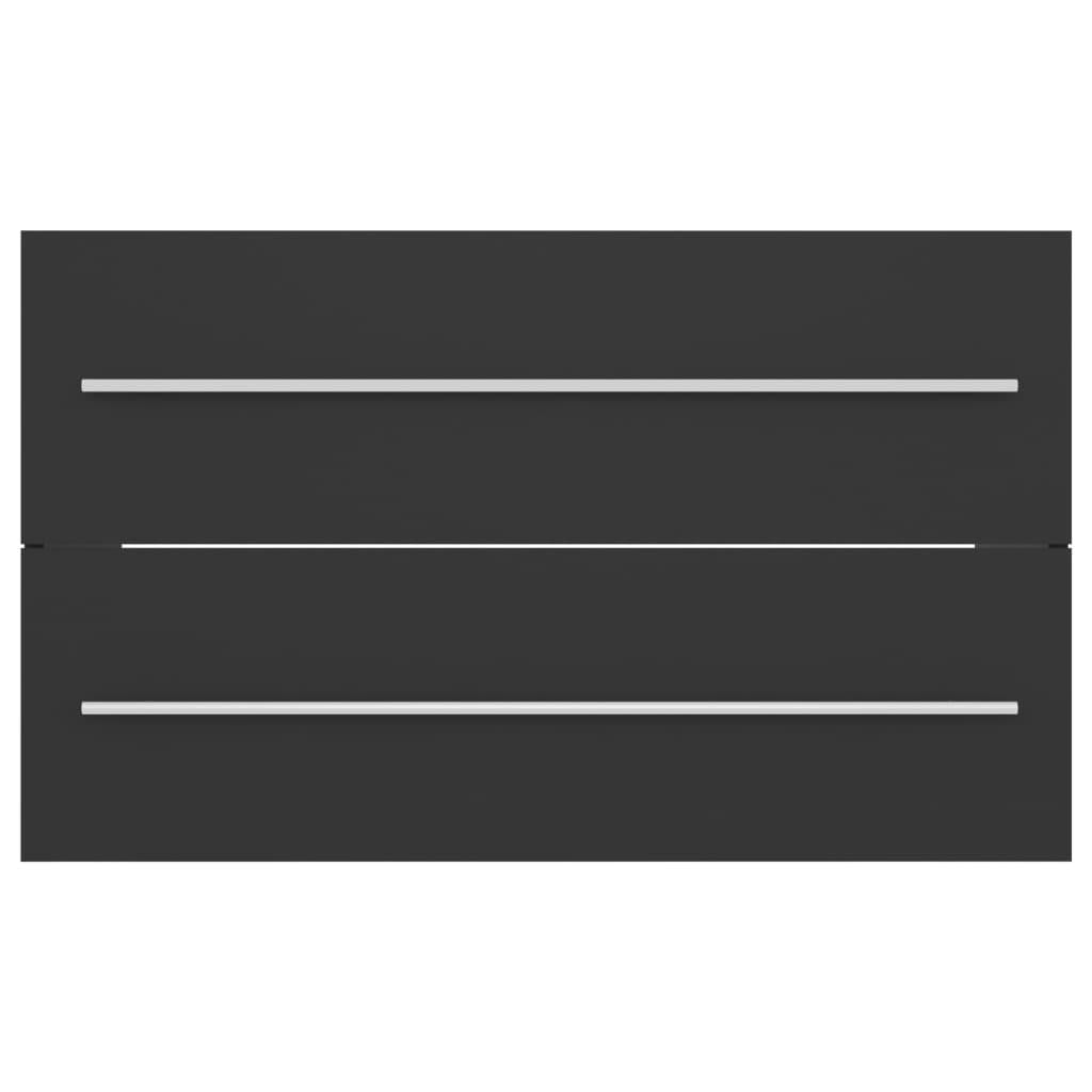 2 Piece Bathroom Furniture Set Grey Engineered Wood