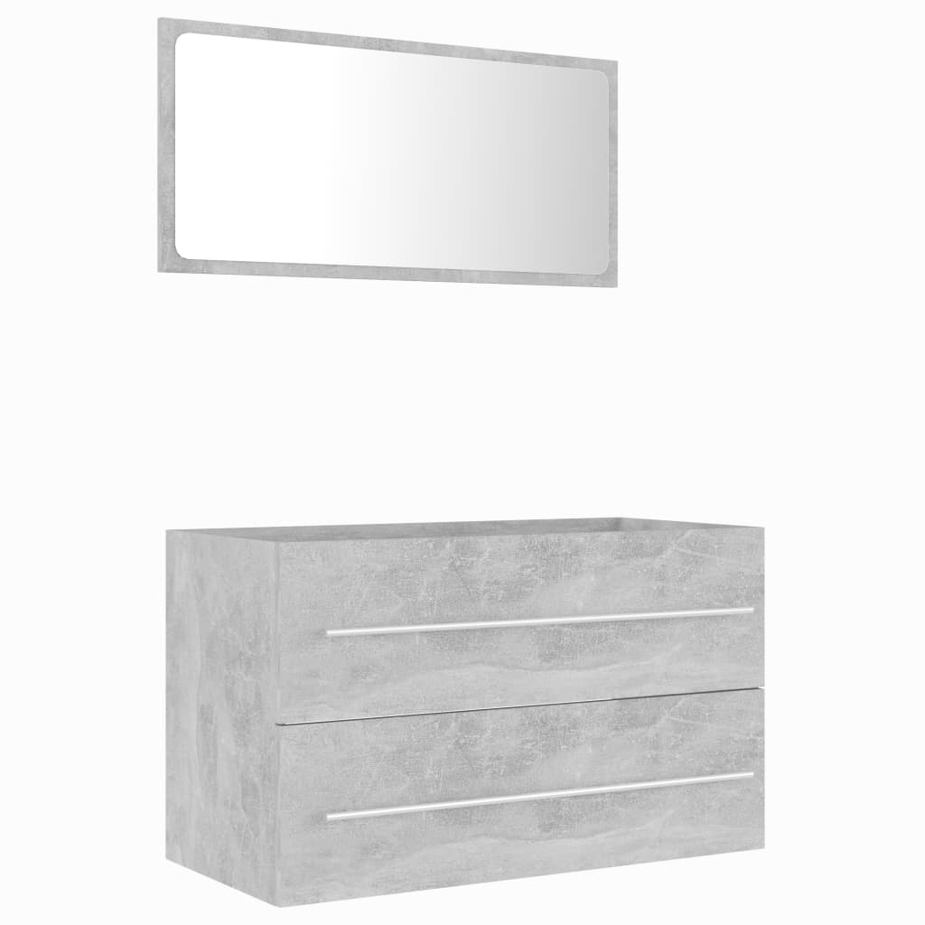 2 Piece Bathroom Furniture Set Concrete Grey Engineered Wood