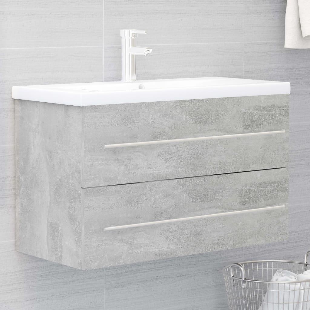 2 Piece Bathroom Furniture Set Concrete Grey Engineered Wood