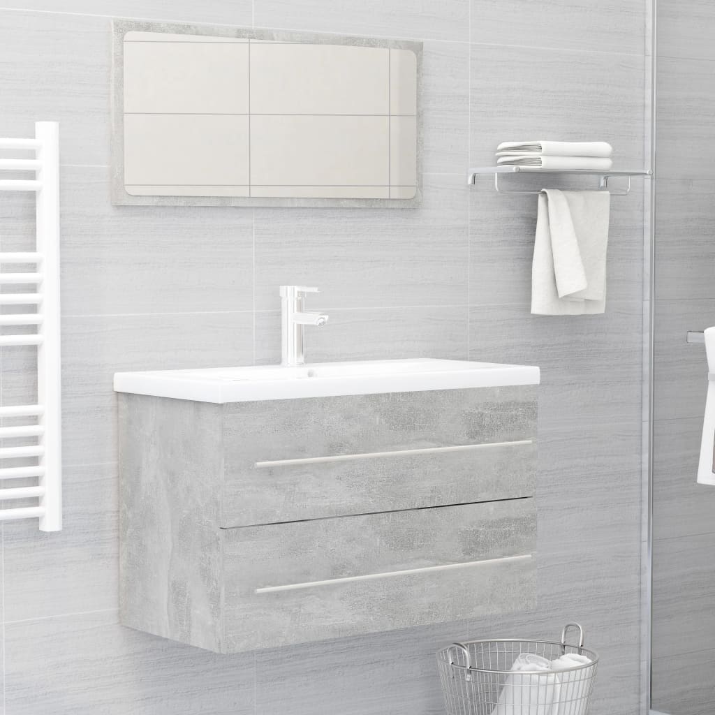 2 Piece Bathroom Furniture Set Concrete Grey Engineered Wood