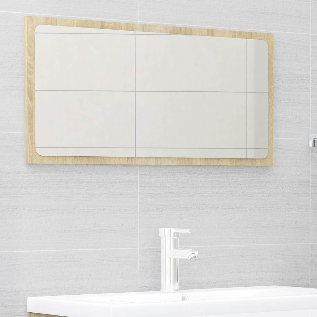 2 Piece Bathroom Furniture Set White and Sonoma Oak Engineered Wood