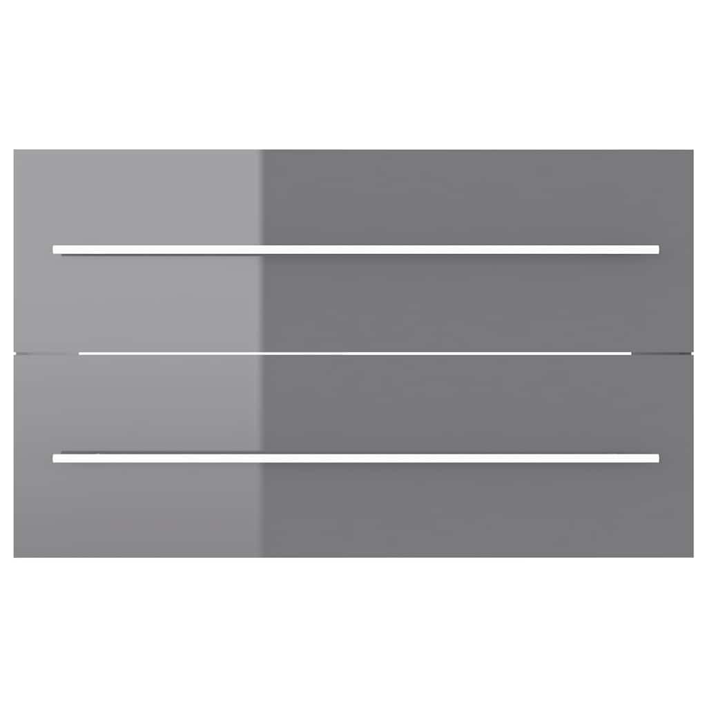 2 Piece Bathroom Furniture Set High Gloss Grey Engineered Wood
