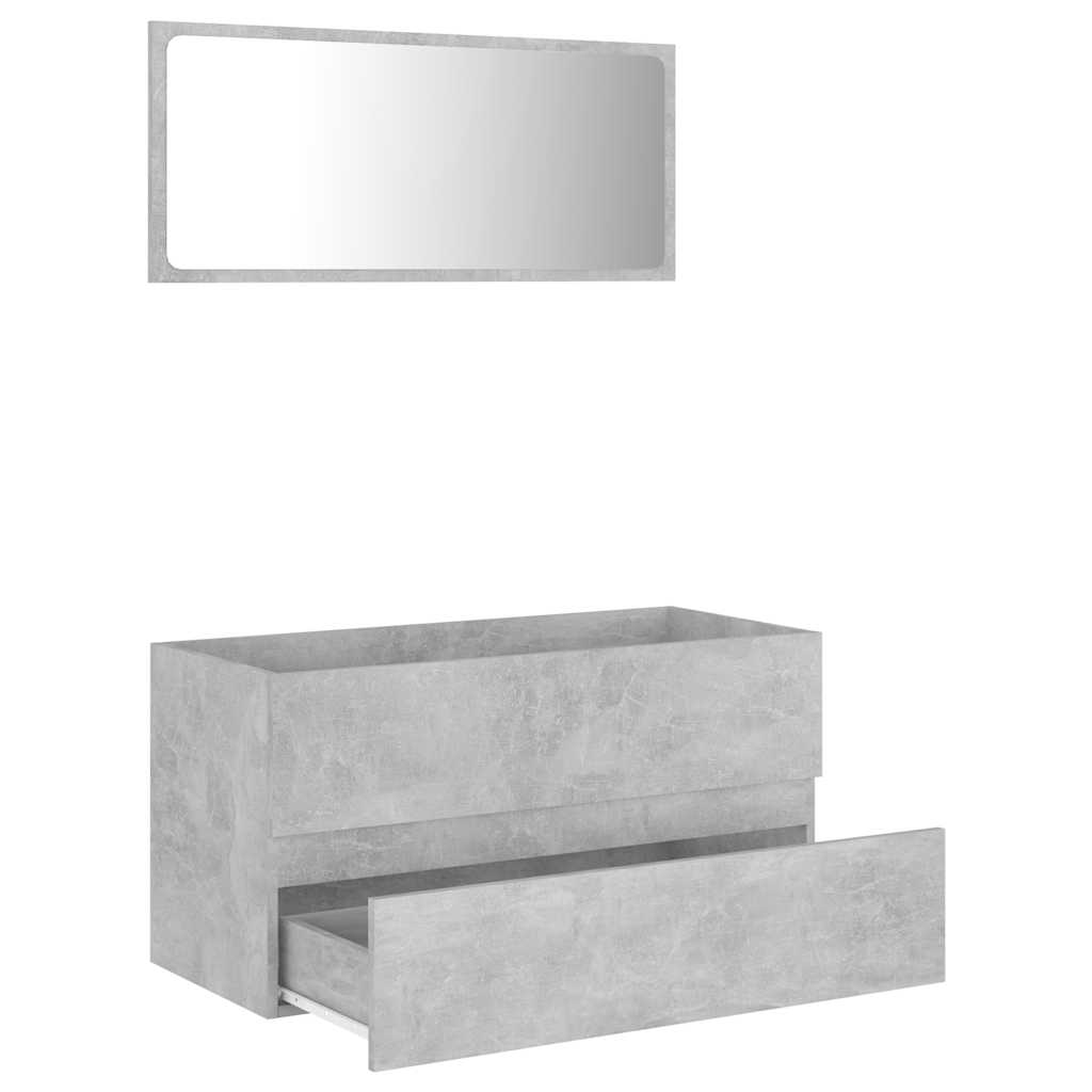 2 Piece Bathroom Furniture Set Concrete Grey Engineered Wood