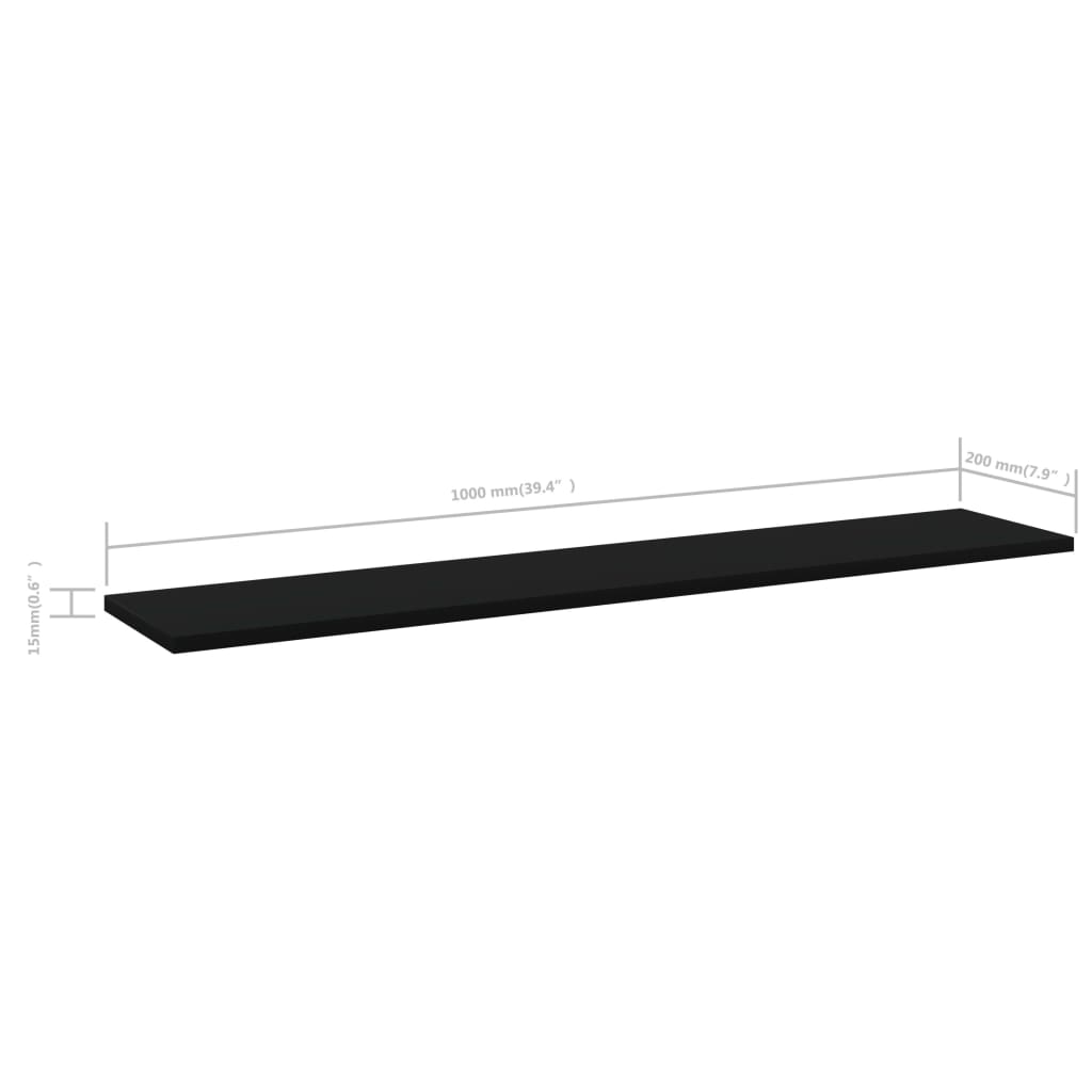 Bookshelf Boards 4 pcs Black 100x20x1.5 cm Engineered Wood