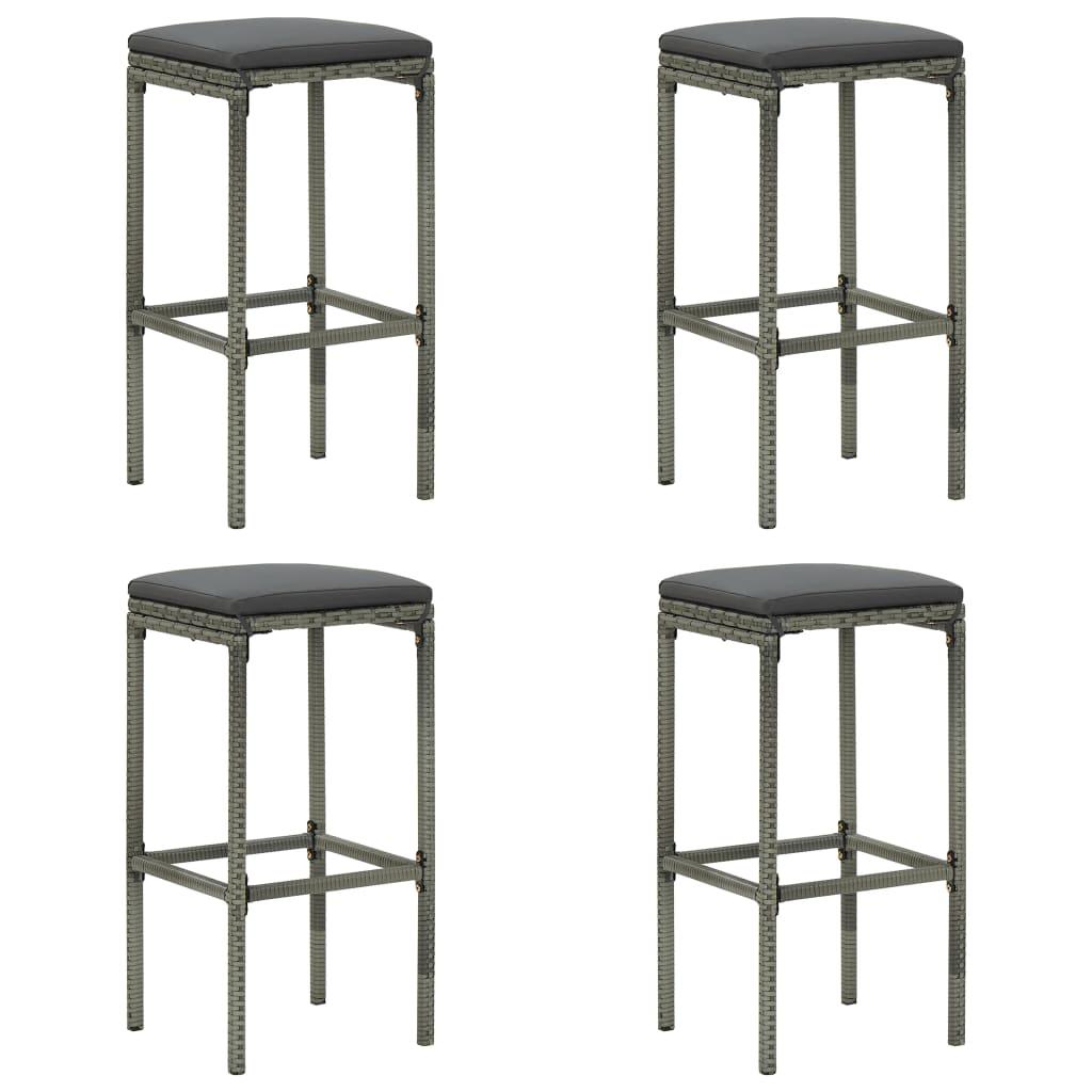 5 Piece Garden Bar Set with Cushions Poly Rattan Grey