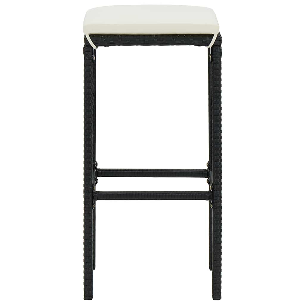7 Piece Garden Bar Set with Cushions Poly Rattan Black