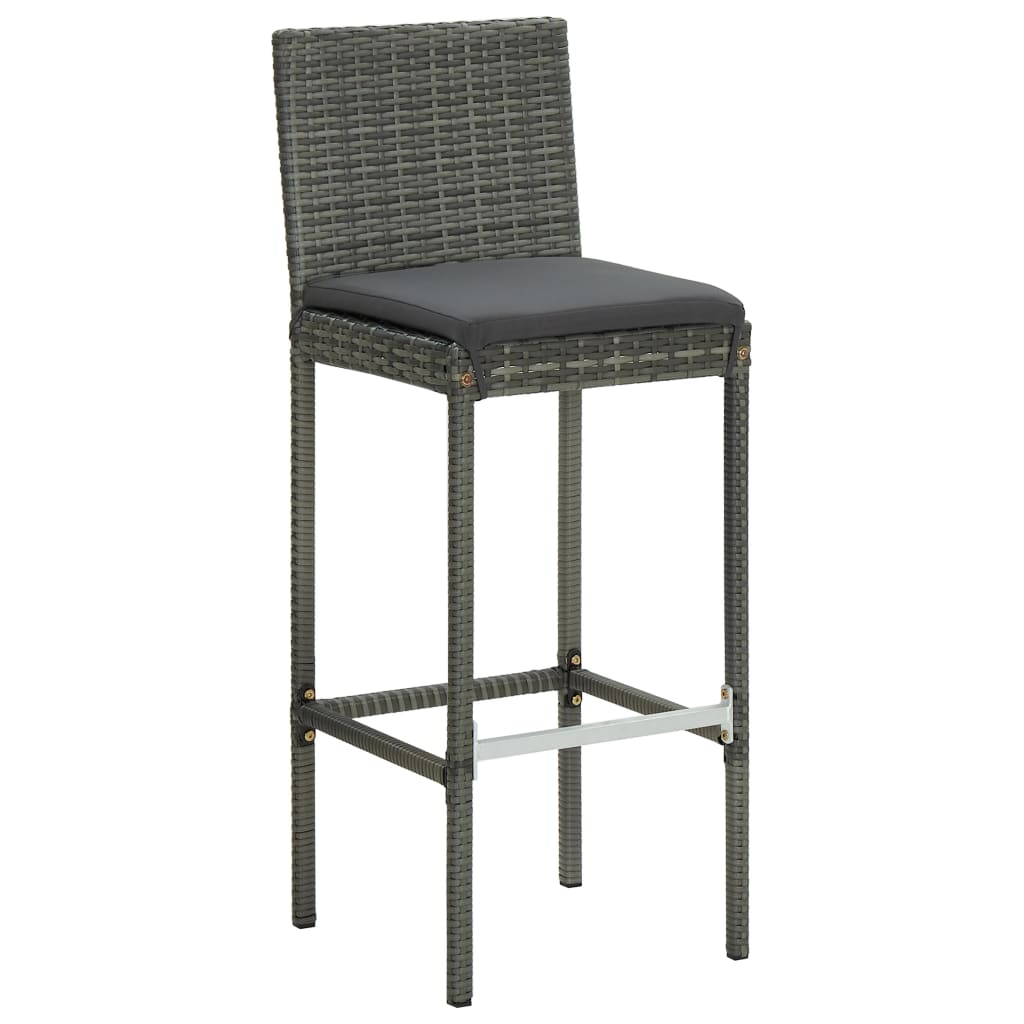 3 Piece Outdoor Bar Set with Cushions Poly Rattan Grey