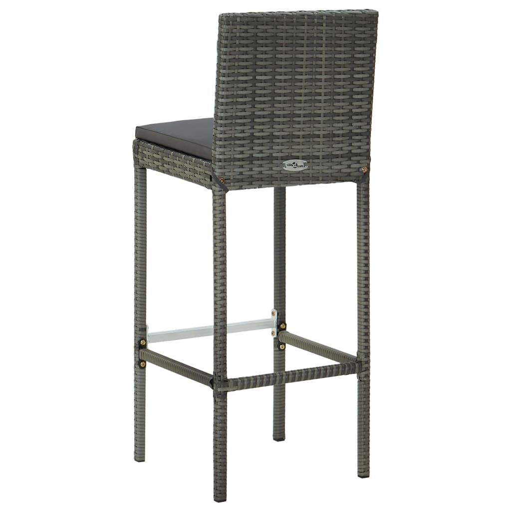 3 Piece Outdoor Bar Set with Cushions Poly Rattan Grey