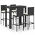 5 Piece Outdoor Bar Set with Cushions Poly Rattan Black
