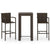 3 Piece Outdoor Bar Set with Armrest Poly Rattan Brown