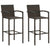 3 Piece Outdoor Bar Set with Armrest Poly Rattan Brown
