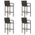 5 Piece Outdoor Bar Set with Armrest Poly Rattan Brown