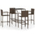 5 Piece Garden Bar Set Poly Rattan Brown