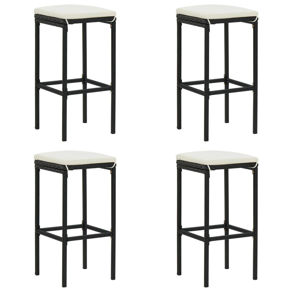 5 Piece Garden Bar Set with Cushions Poly Rattan Black