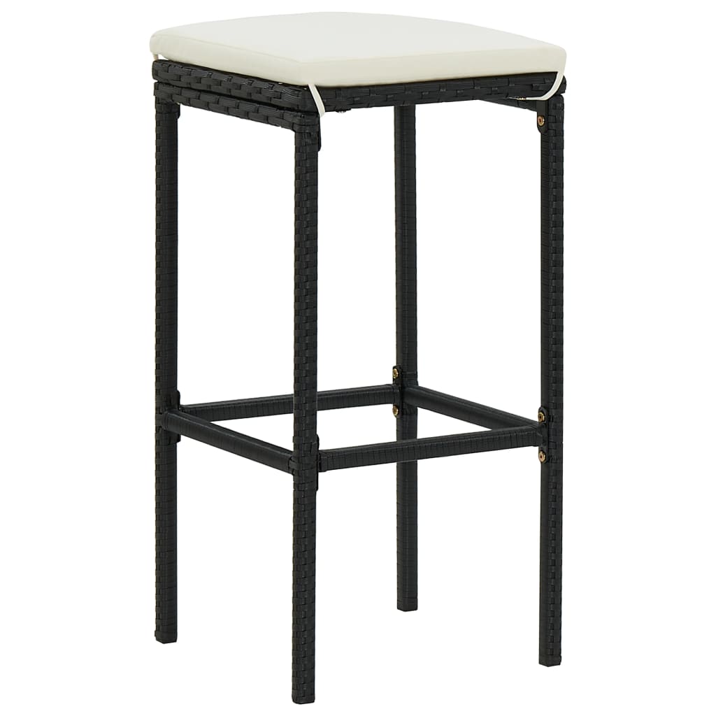 9 Piece Garden Bar Set with Cushions Poly Rattan Black