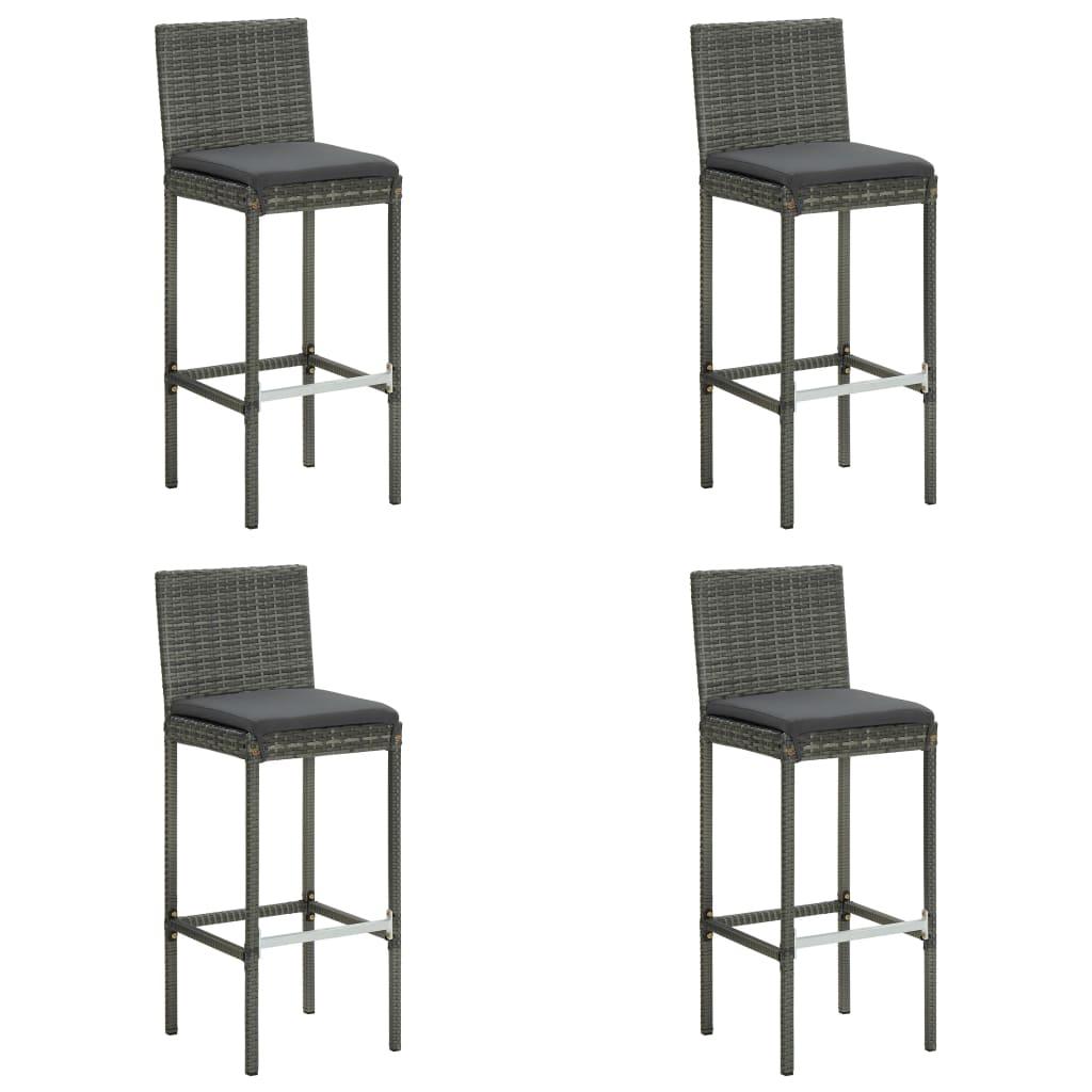 5 Piece Garden Bar Set with Cushions Poly Rattan Grey