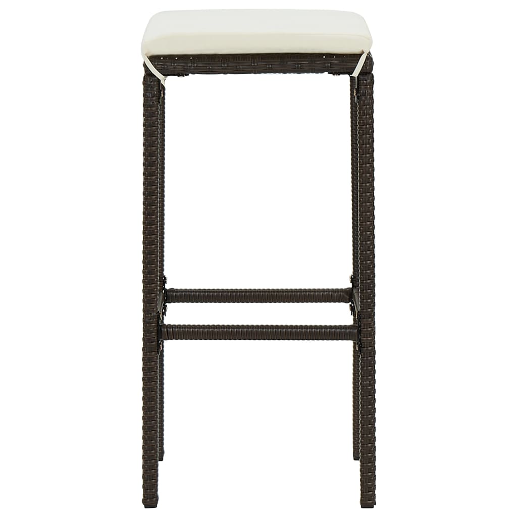 5 Piece Garden Bar Set with Cushions Brown