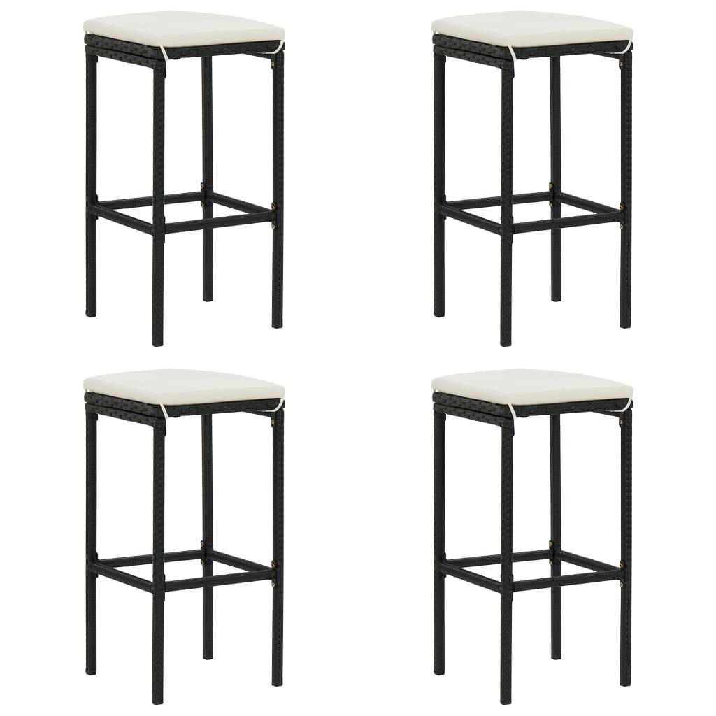 5 Piece Garden Bar Set with Cushions Black