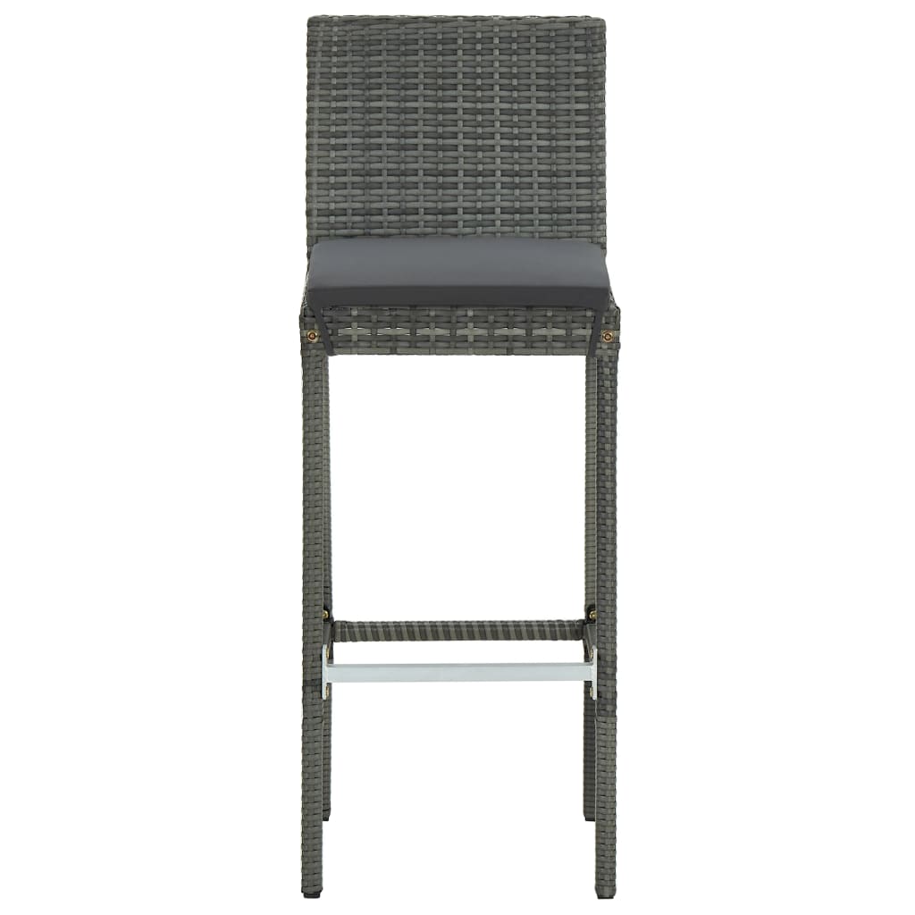 3 Piece Garden Bar Set with Cushions Grey