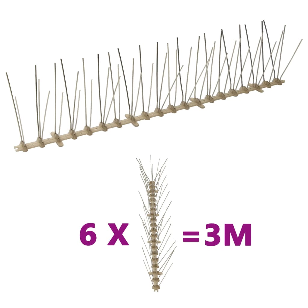 5-row Plastic Bird &amp; Pigeon Spikes Set of 6 3 m