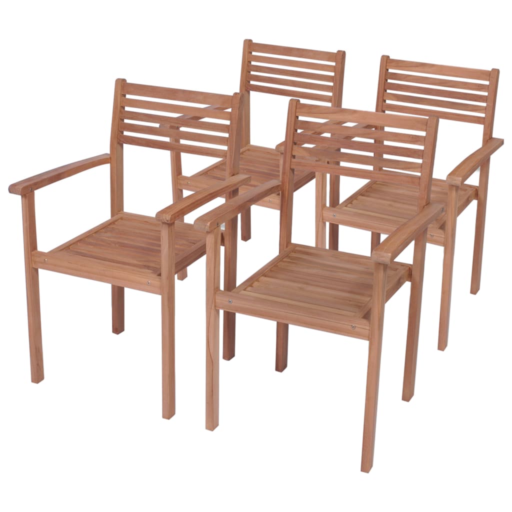 Garden Chairs 4 pcs with Anthracite Cushions Solid Teak Wood