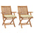 Garden Chairs 2 pcs with Cream White Cushions Solid Teak Wood