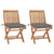 Garden Chairs 2 pcs with Grey Cushions Solid Teak Wood